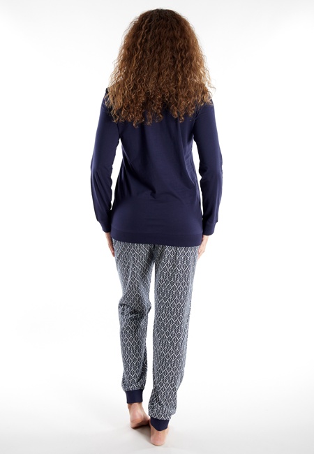 GÖTZBURG Damen Pyjama blau bedruckt