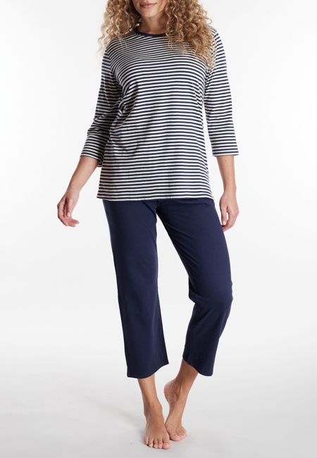 GÖTZBURG Damen Pyjama blau quergestreift