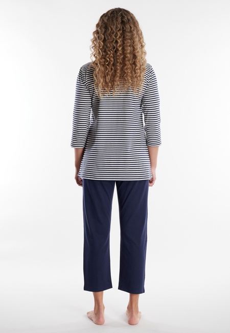 GÖTZBURG Damen Pyjama blau quergestreift