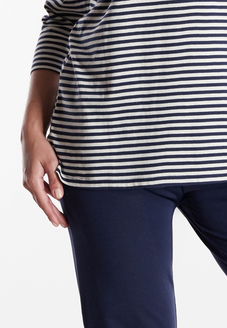 GÖTZBURG Damen Pyjama blau quergestreift