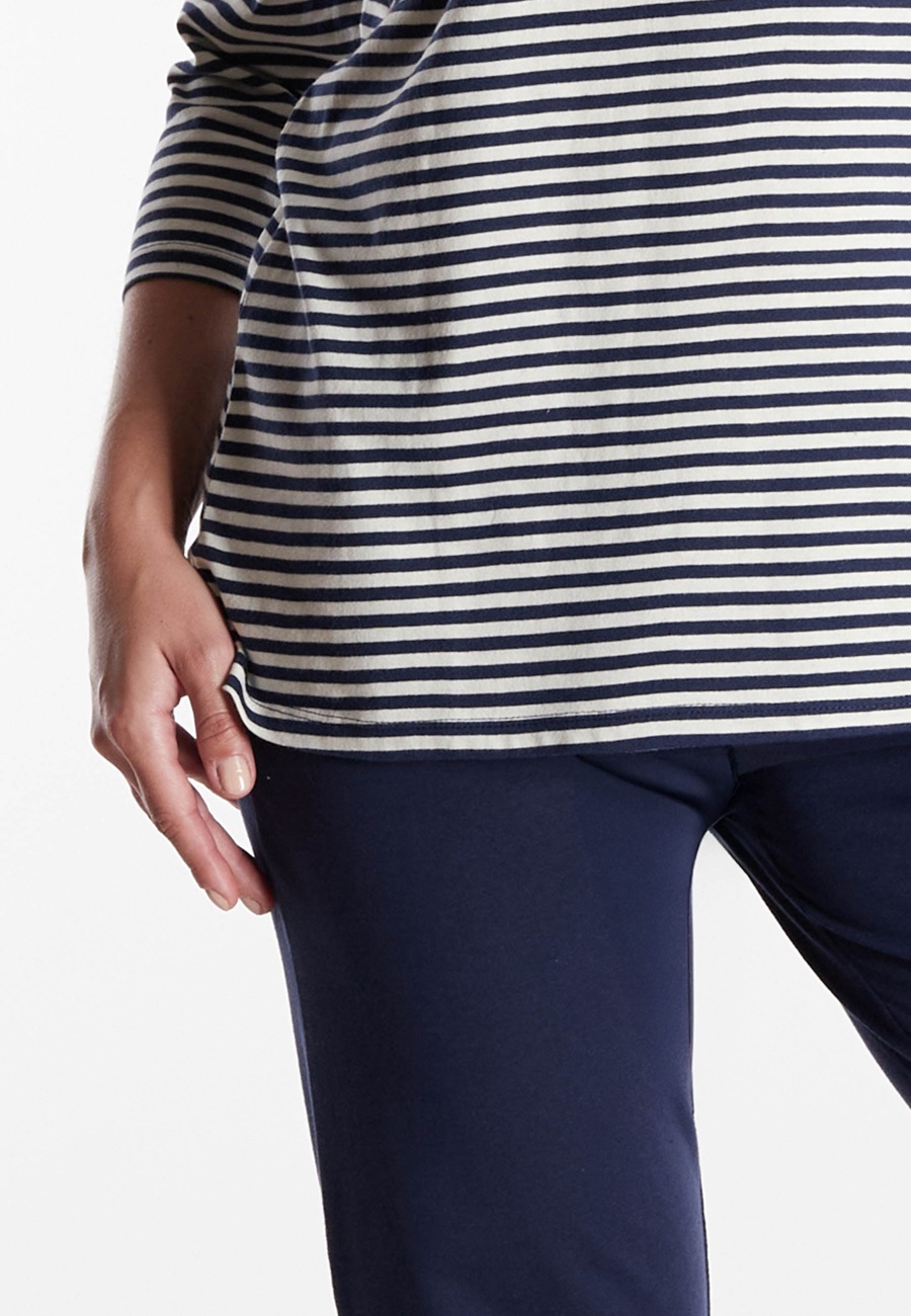 GÖTZBURG Damen Pyjama blau quergestreift