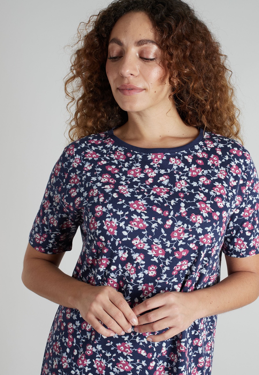 GÖTZBURG Damen Nachthemd blau bedruckt