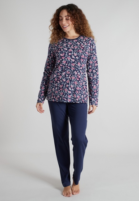 GÖTZBURG Damen Pyjama blau bedruckt