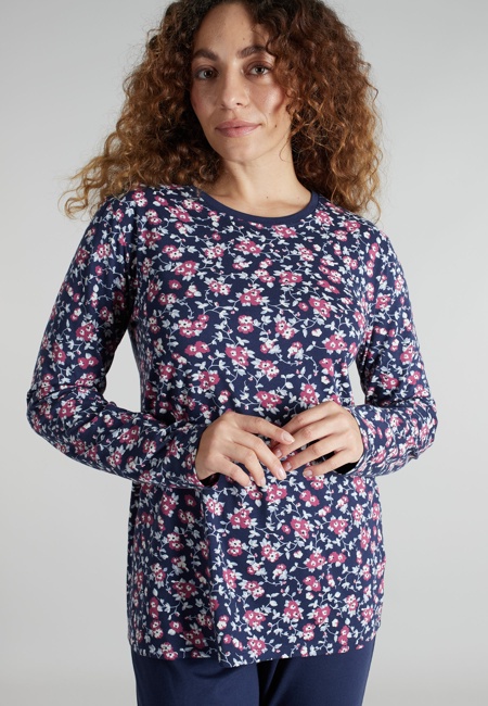 GÖTZBURG Damen Pyjama blau bedruckt