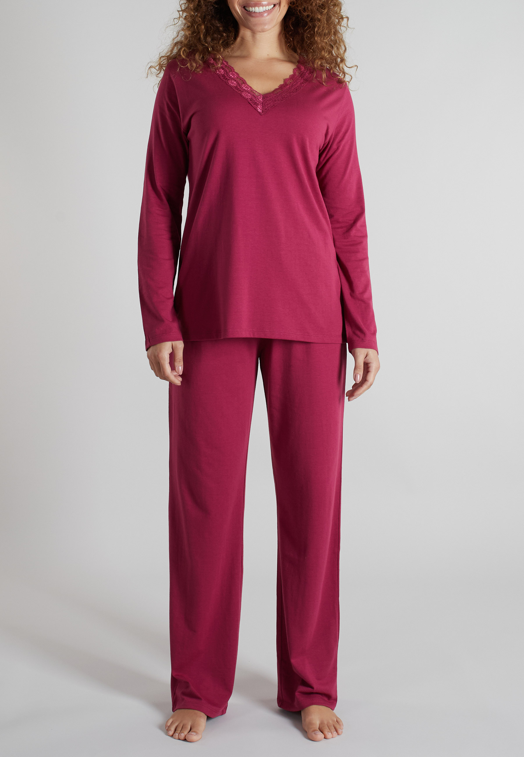 GÖTZBURG Damen Pyjama rot uni