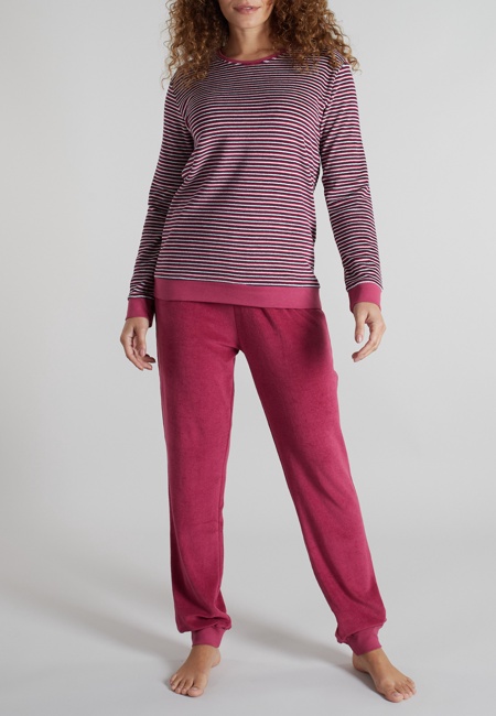GÖTZBURG Damen Pyjama rot quergestreift