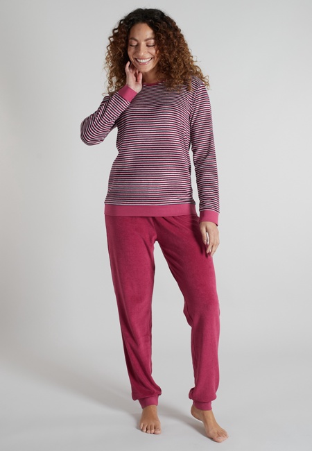 GÖTZBURG Damen Pyjama rot quergestreift