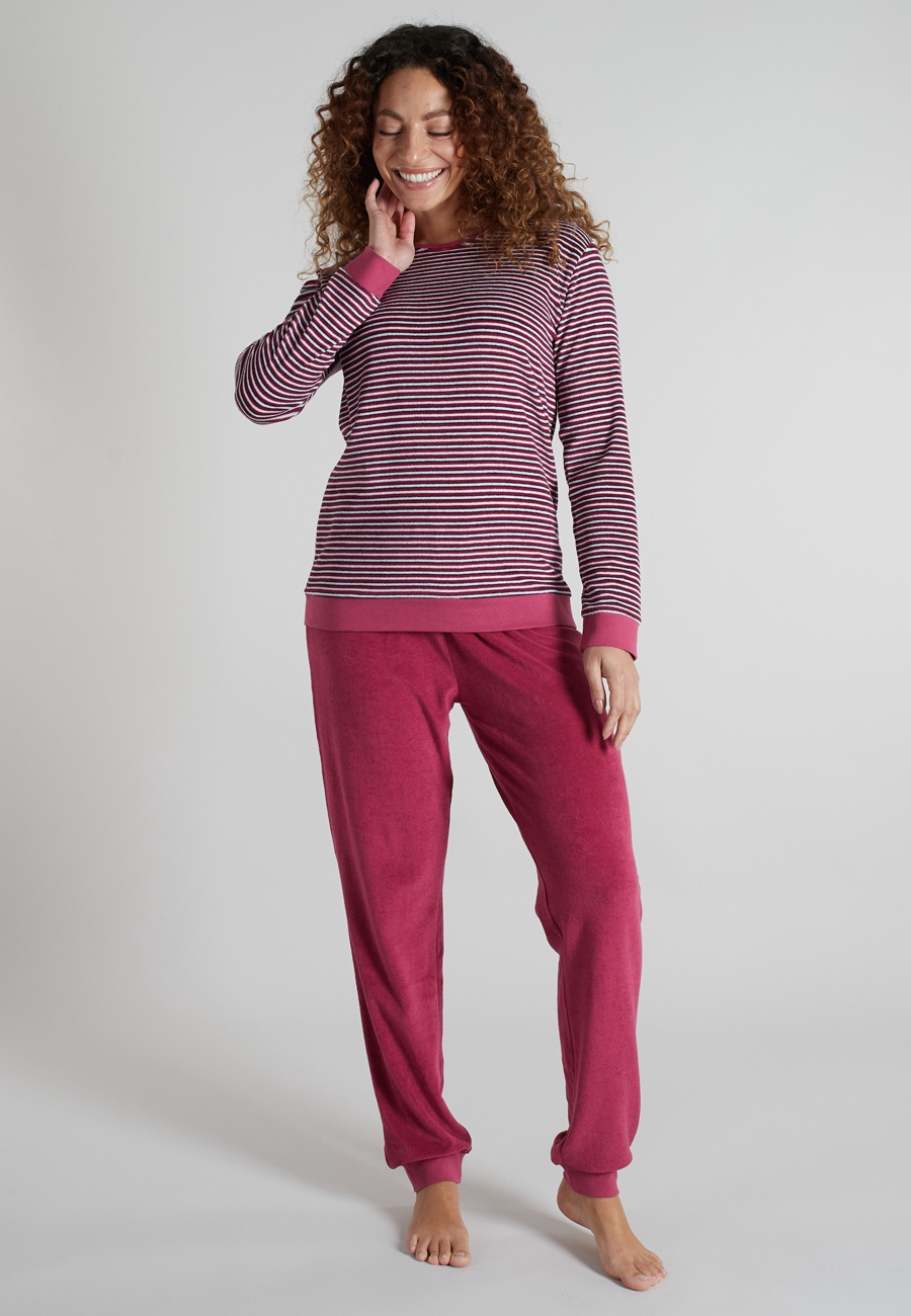 GÖTZBURG Damen Pyjama rot quergestreift