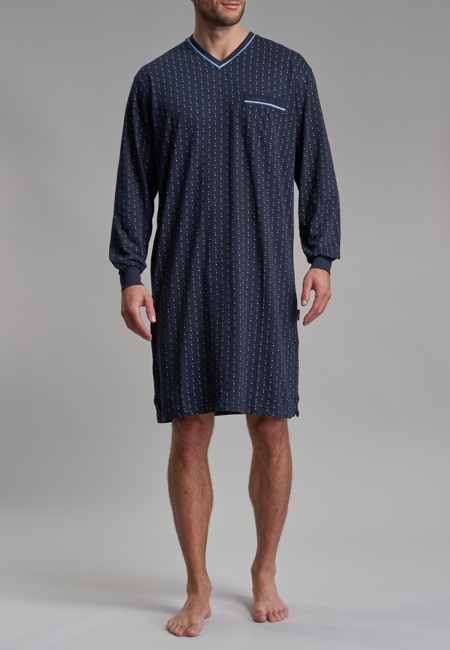 Herren Nachthemd blau bedruckt