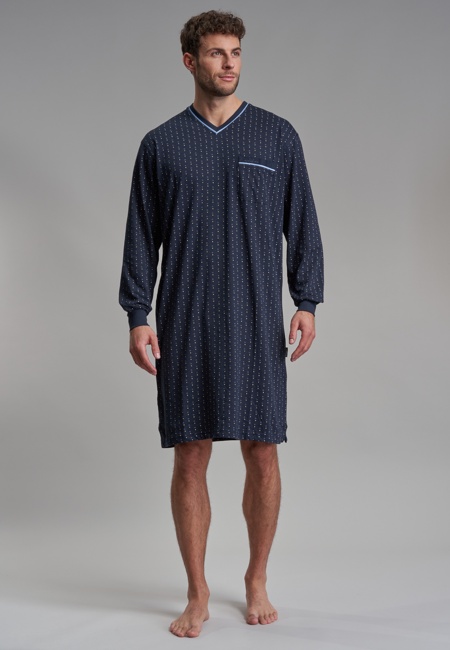 Herren Nachthemd blau bedruckt