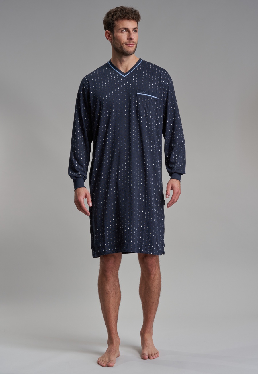 Herren Nachthemd blau bedruckt