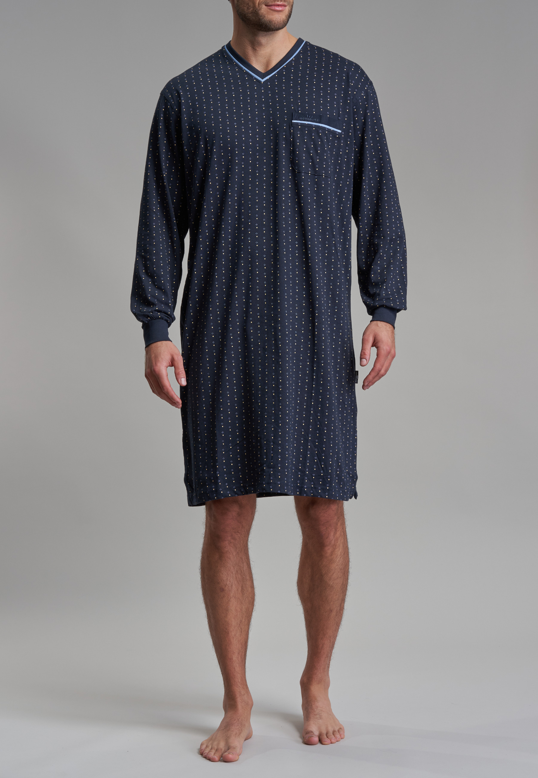 Herren Nachthemd blau bedruckt