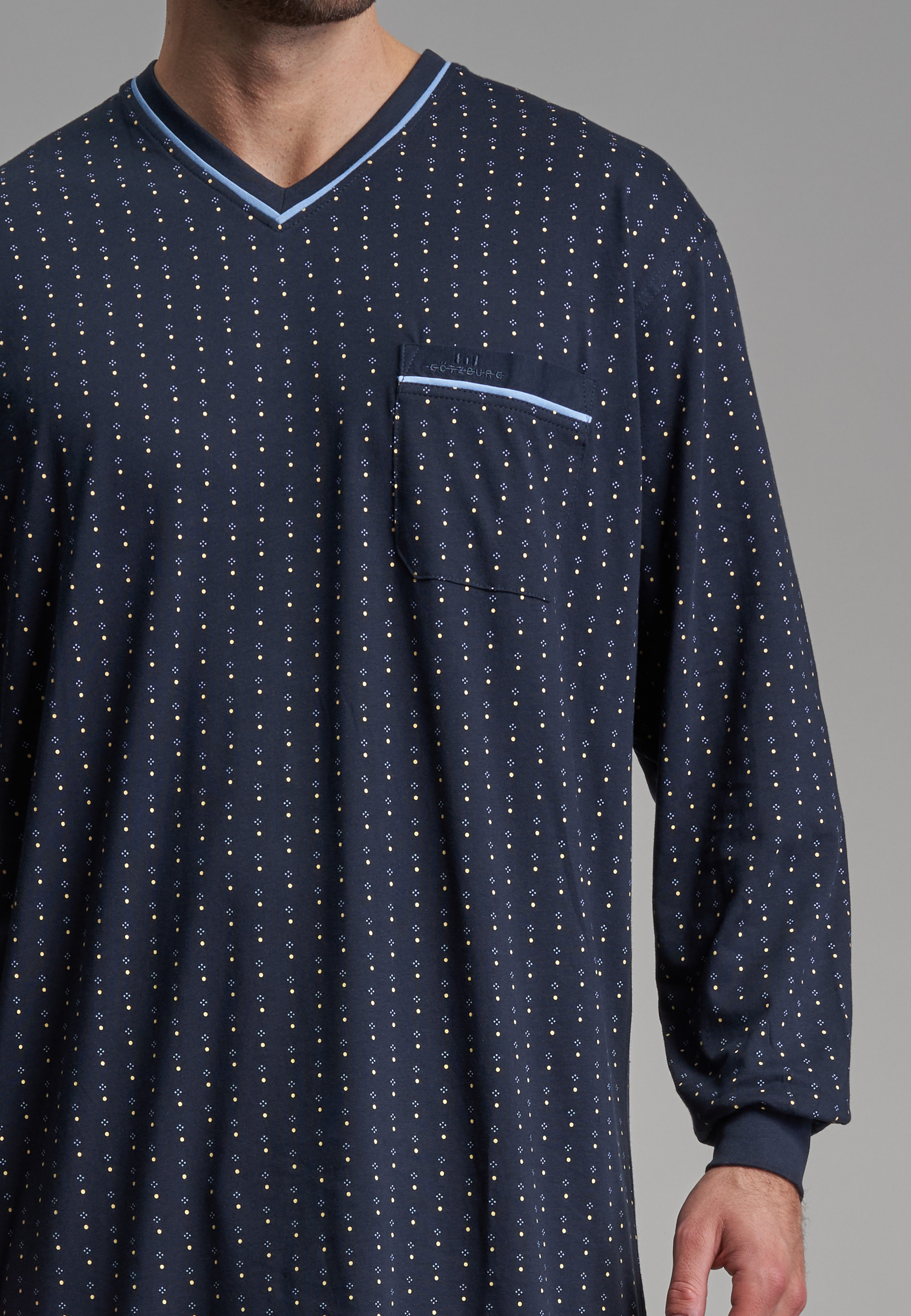 Herren Nachthemd blau bedruckt