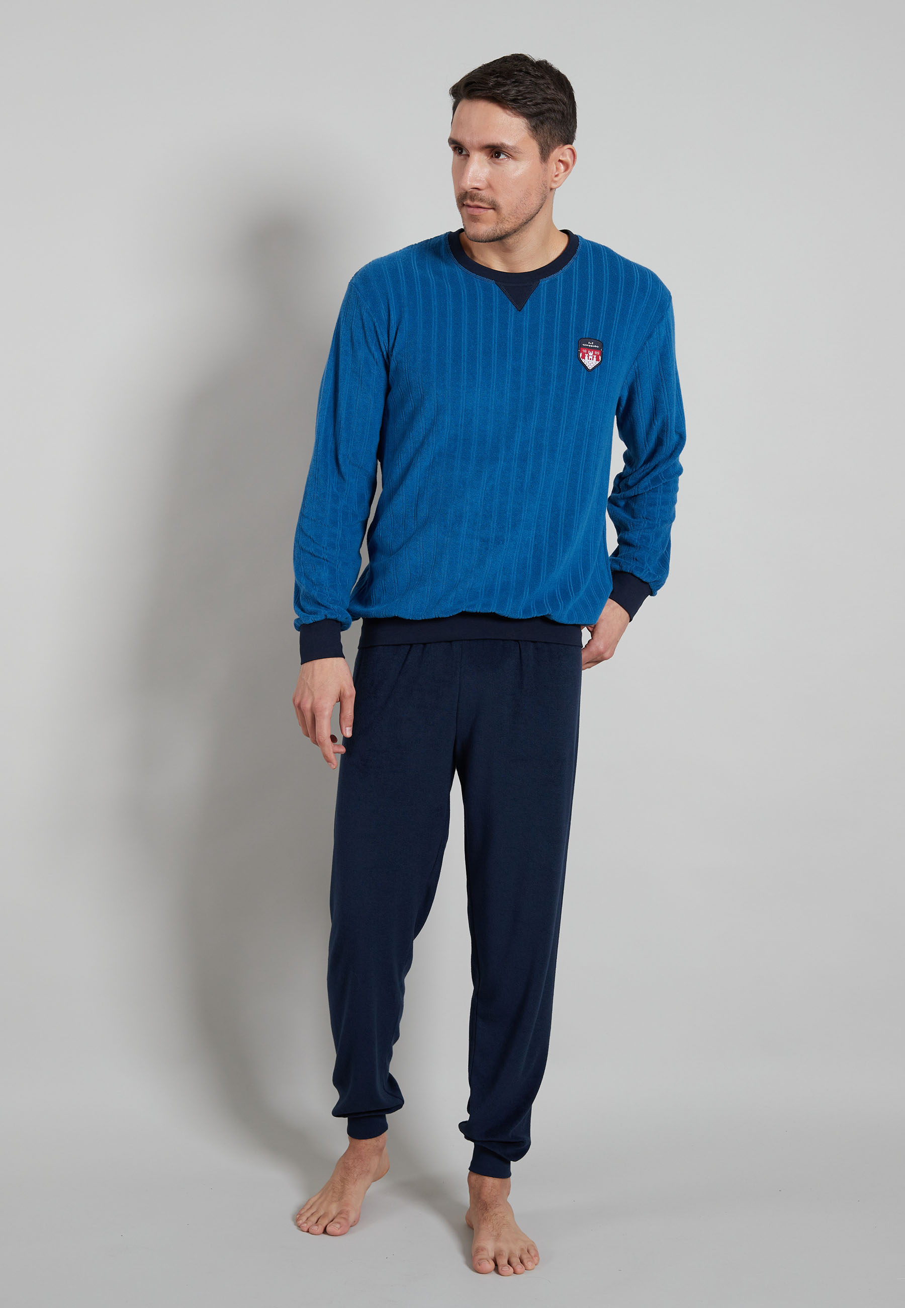 GÖTZBURG Herren Pyjama blau längsgestreift