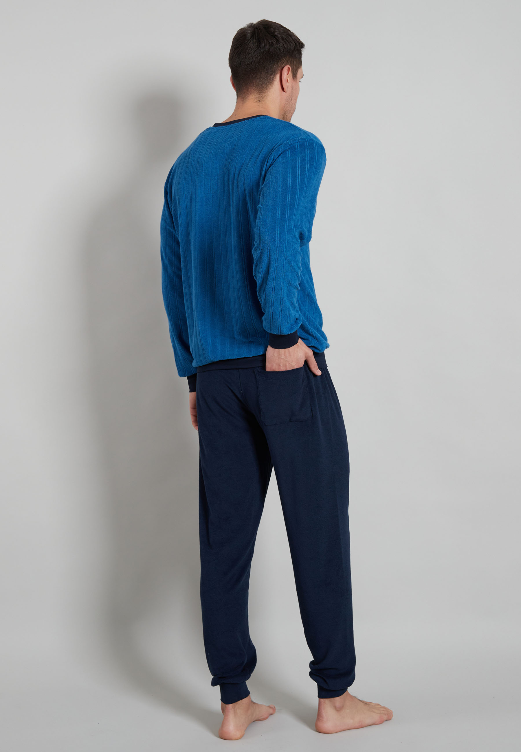 GÖTZBURG Herren Pyjama blau längsgestreift