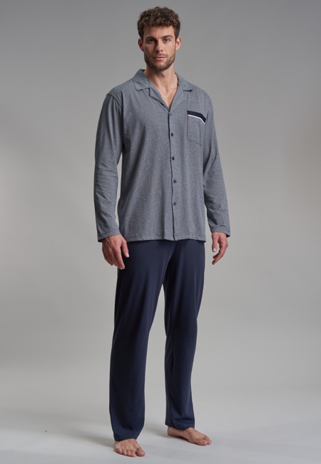 Herren Pyjama blau minimal