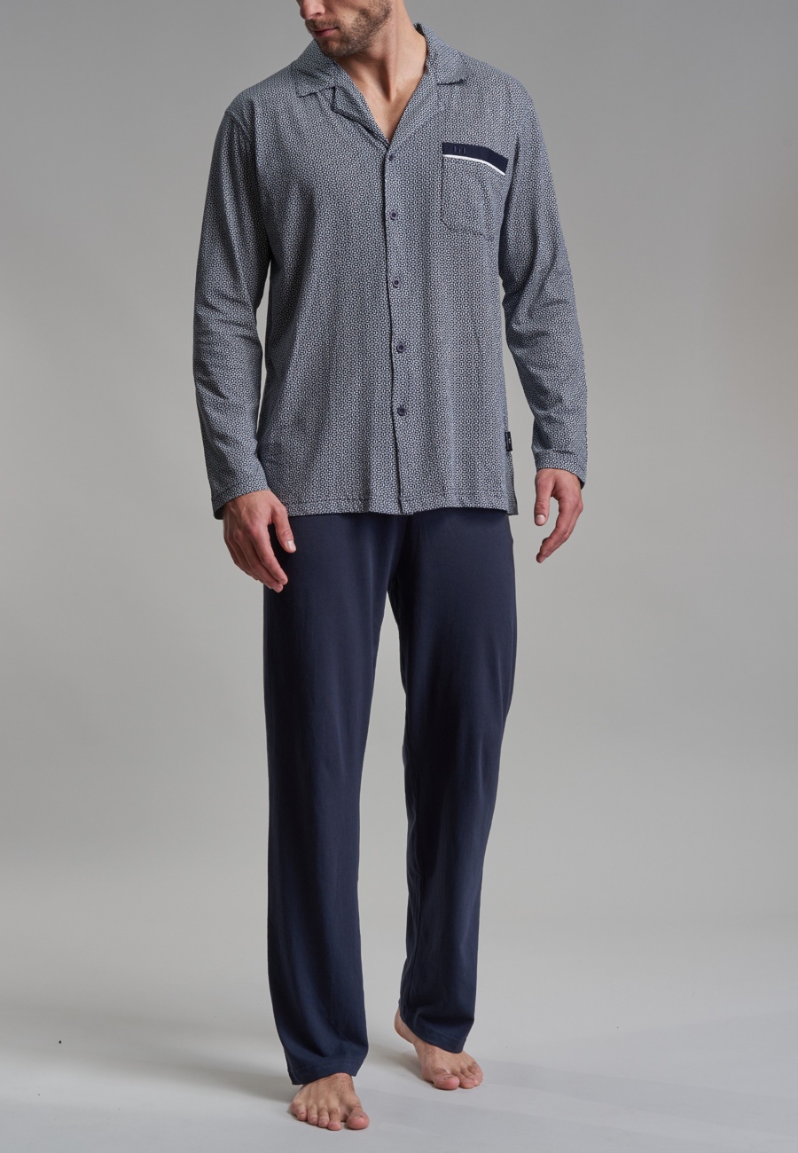 Herren Pyjama blau minimal