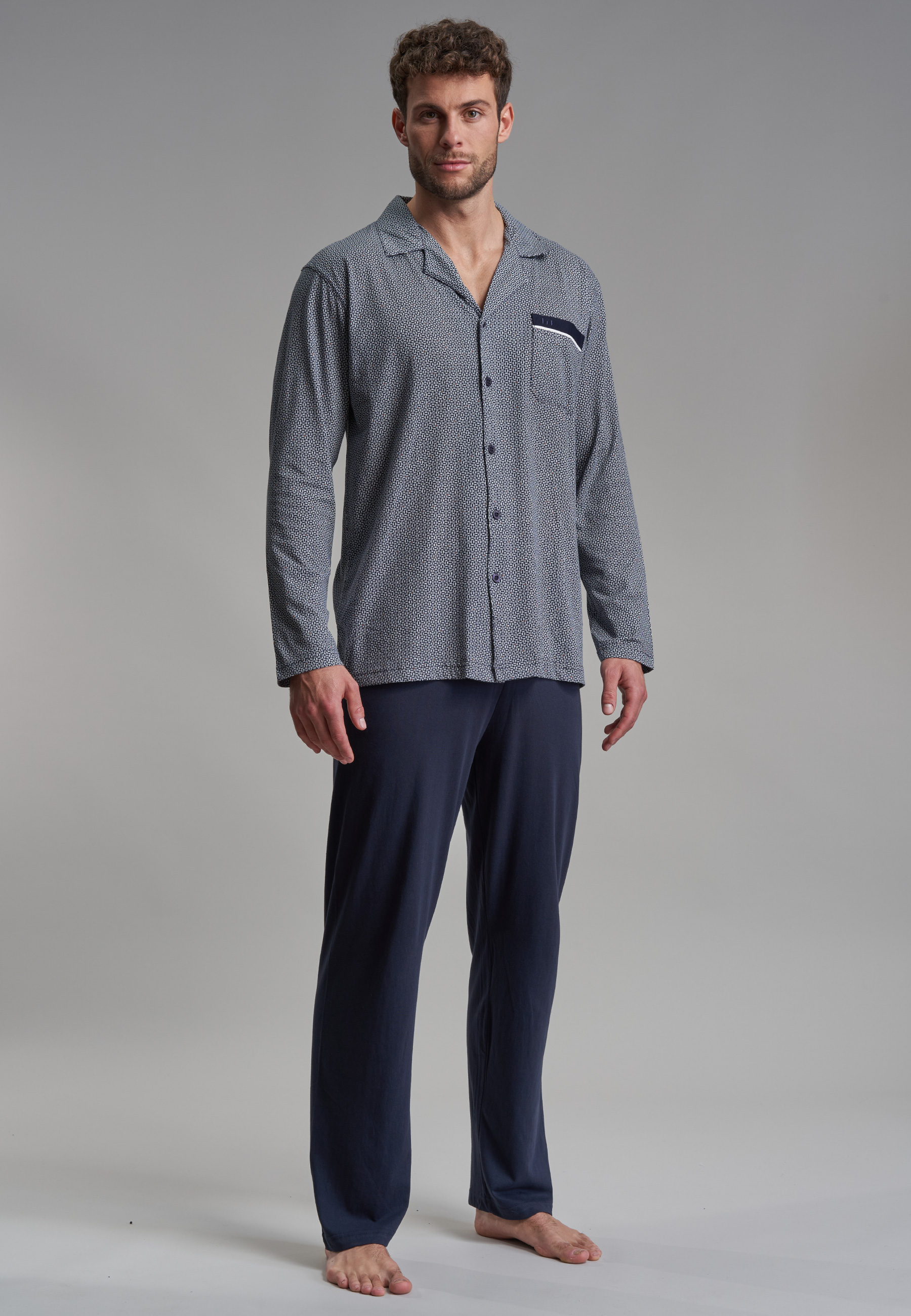 Herren Pyjama blau minimal