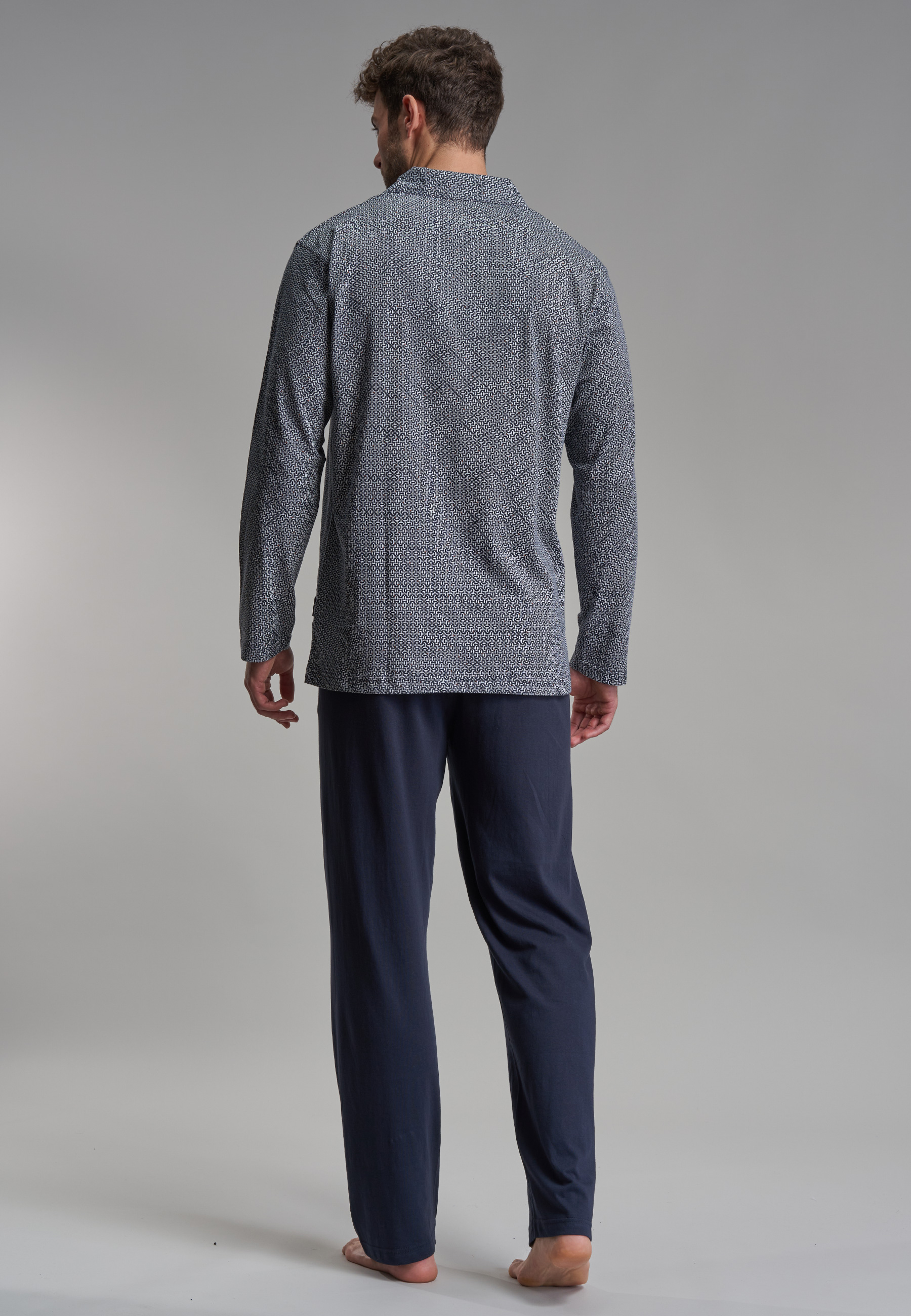 Herren Pyjama blau minimal