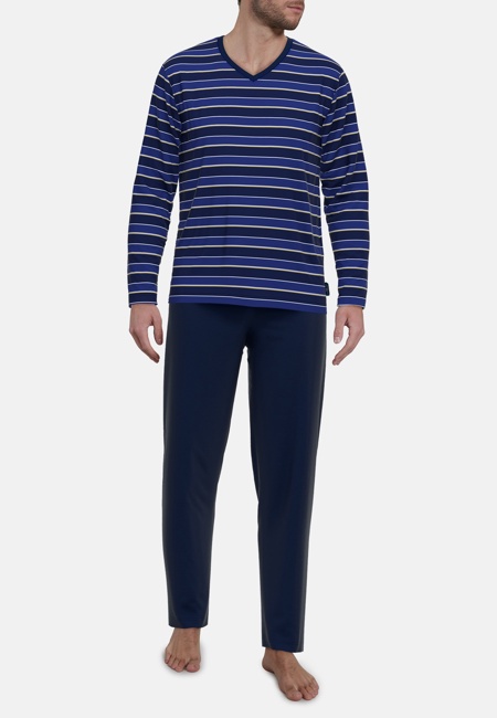 GÖTZBURG Herren Pyjama blau quergestreift