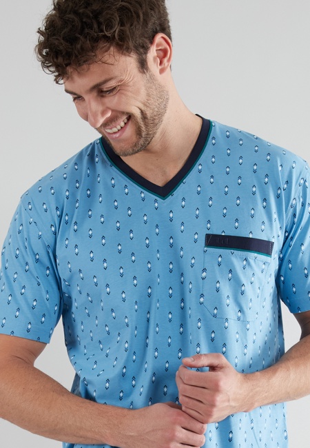 GÖTZBURG Herren Shorty blau bedruckt
