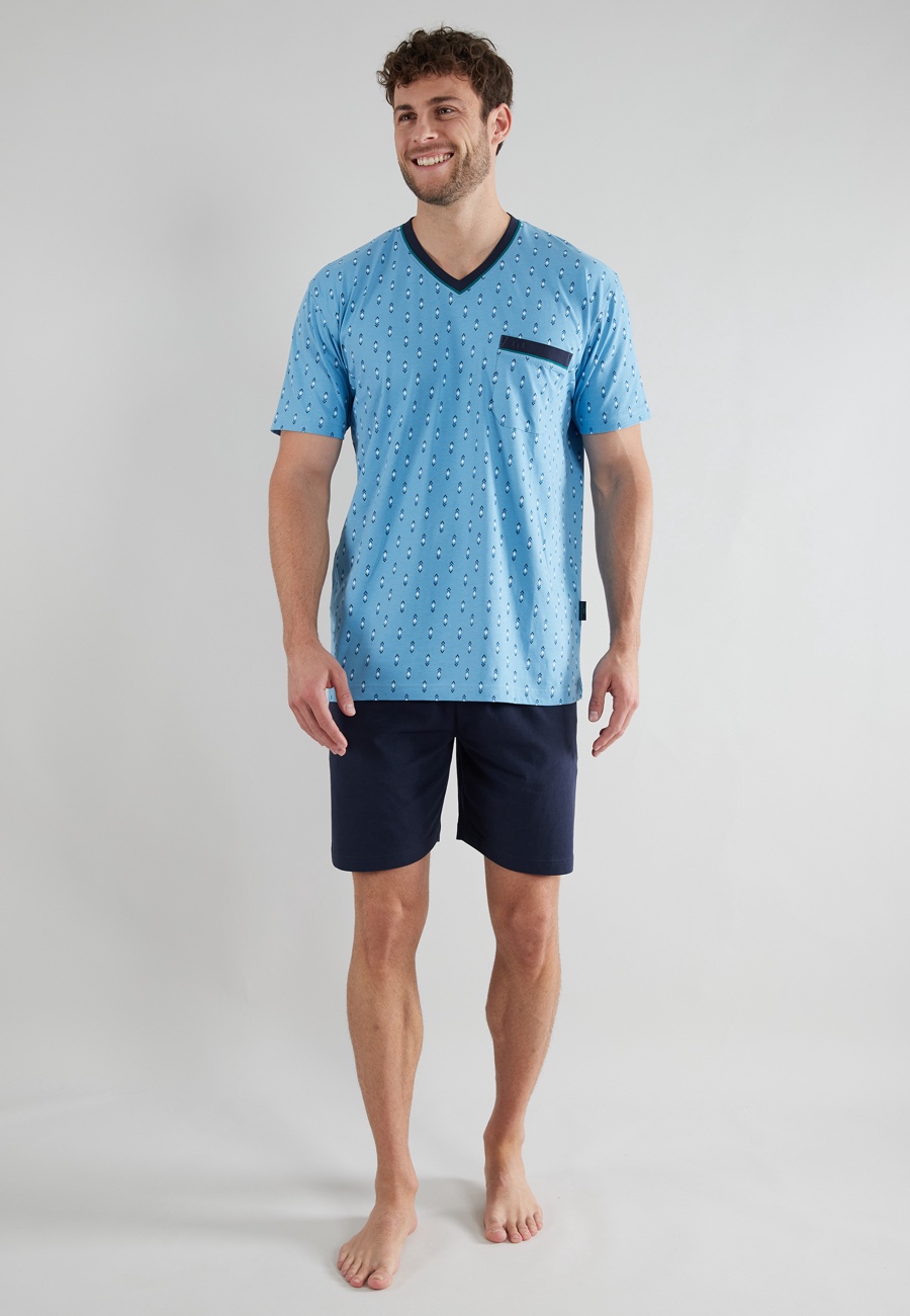 GÖTZBURG Herren Shorty blau bedruckt