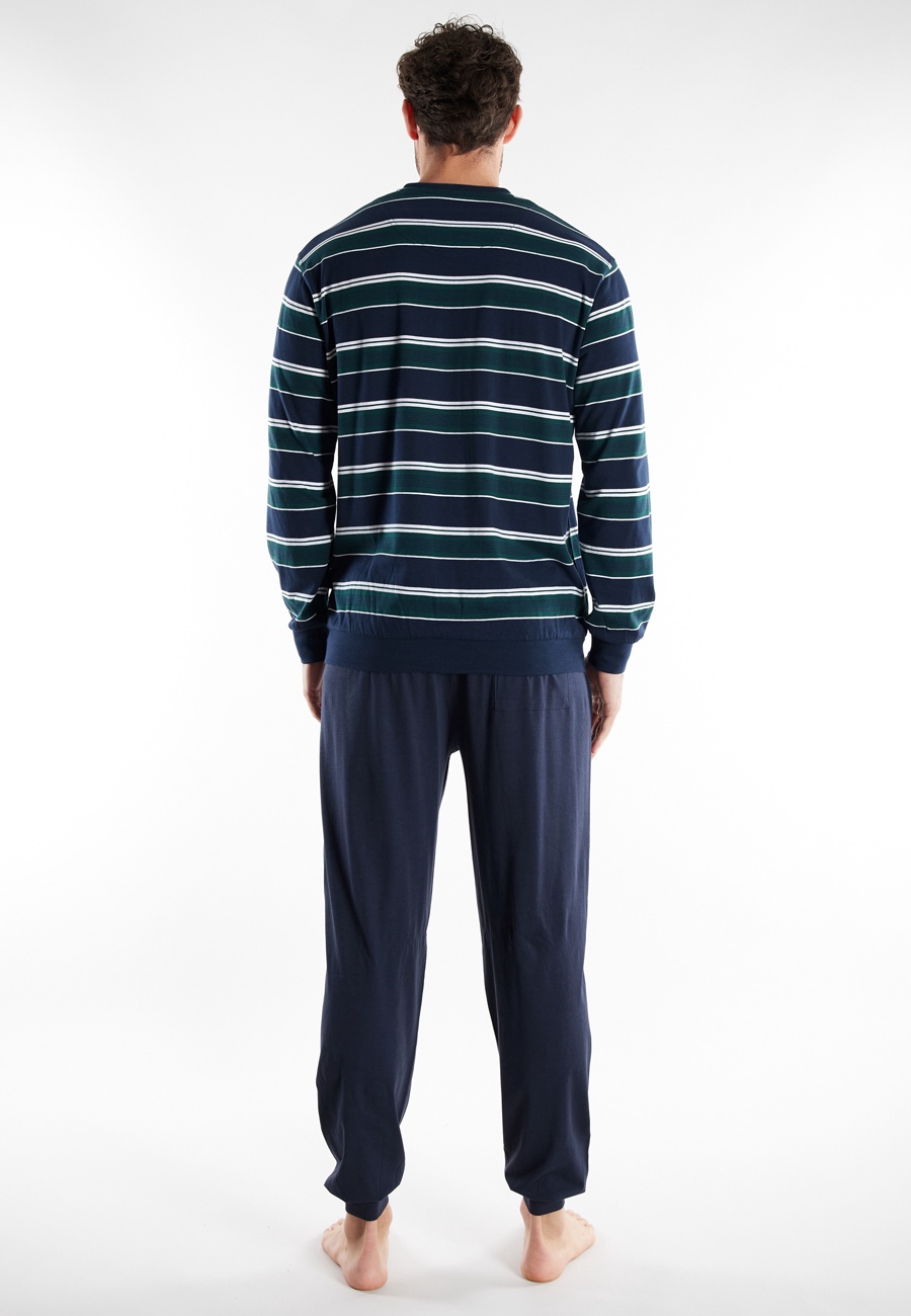 GÖTZBURG Herren Pyjama grün quergestreift