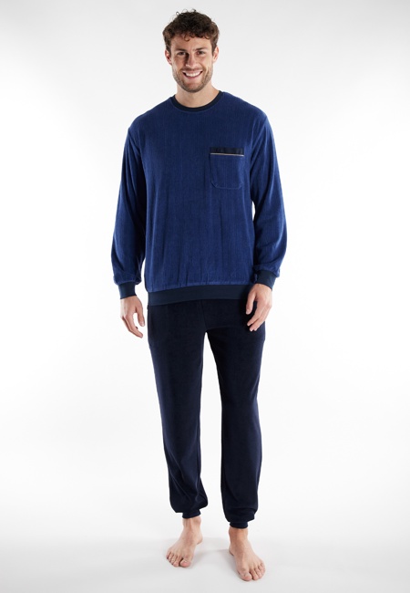 GÖTZBURG Herren Pyjama blau uni
