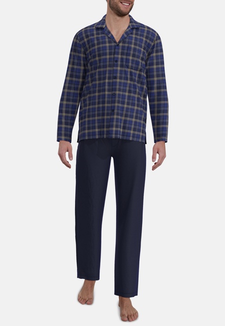 GÖTZBURG Herren Pyjama blau kariert