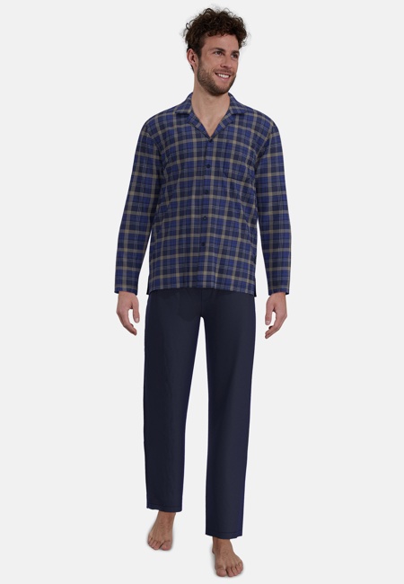 GÖTZBURG Herren Pyjama blau kariert
