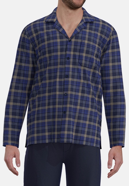 GÖTZBURG Herren Pyjama blau kariert