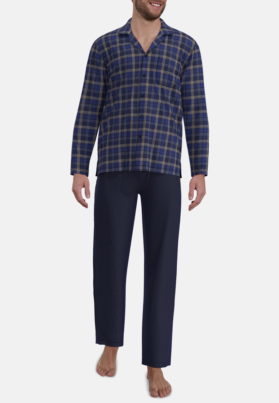 GÖTZBURG Herren Pyjama blau kariert