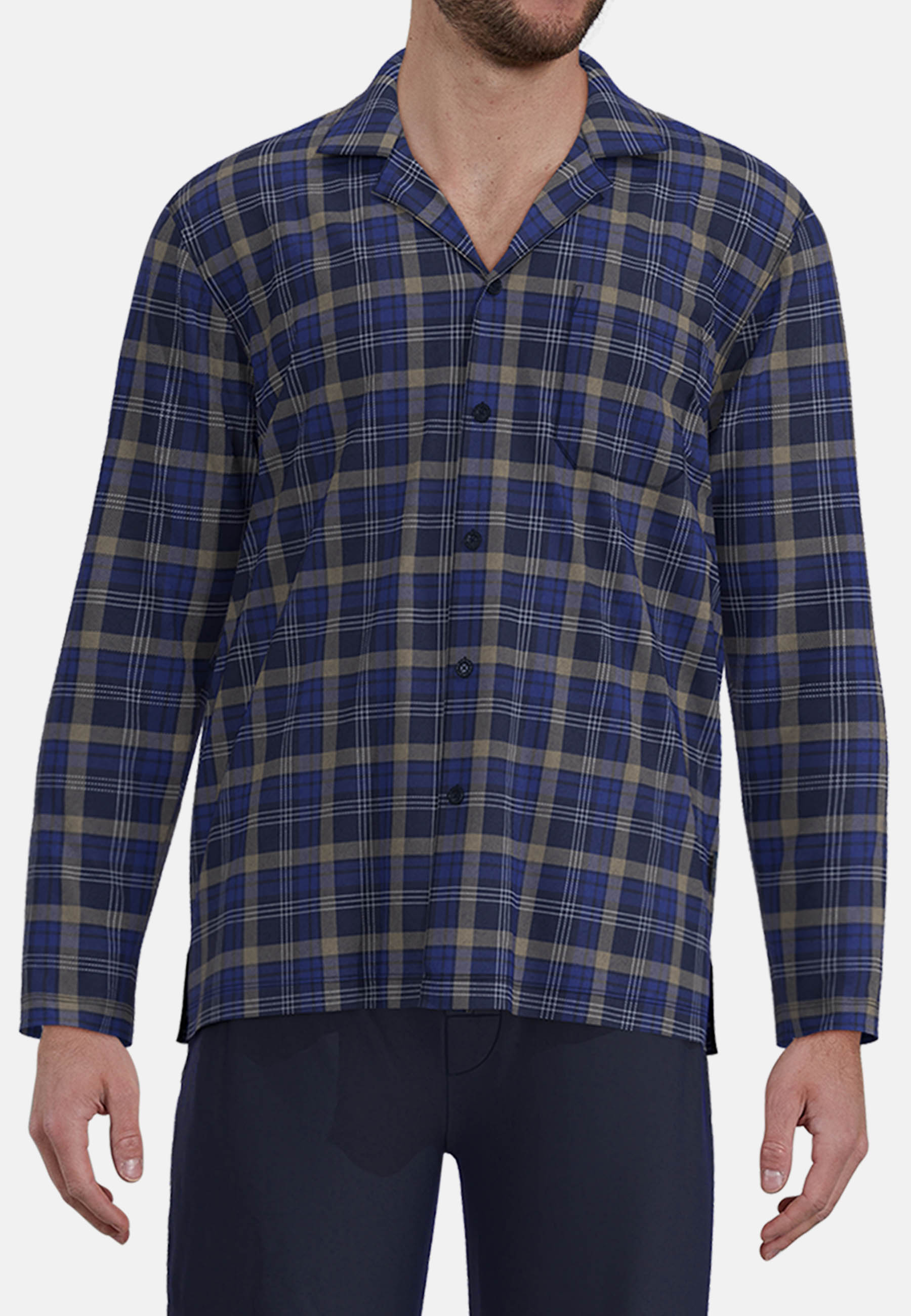 GÖTZBURG Herren Pyjama blau kariert