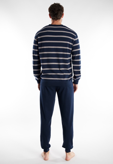 GÖTZBURG Herren Pyjama blau quergestreift