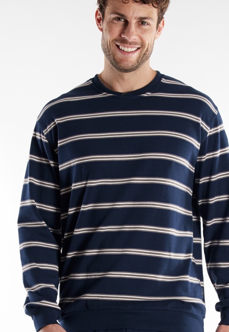 GÖTZBURG Herren Pyjama blau quergestreift