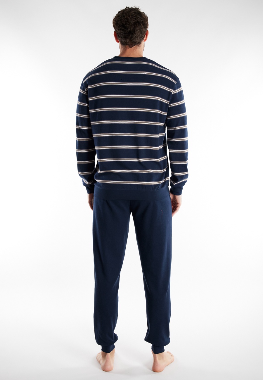 GÖTZBURG Herren Pyjama blau quergestreift