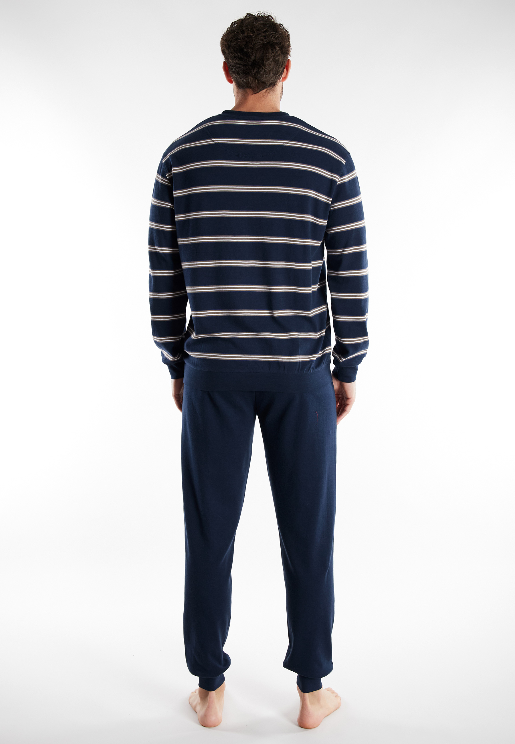 GÖTZBURG Herren Pyjama blau quergestreift