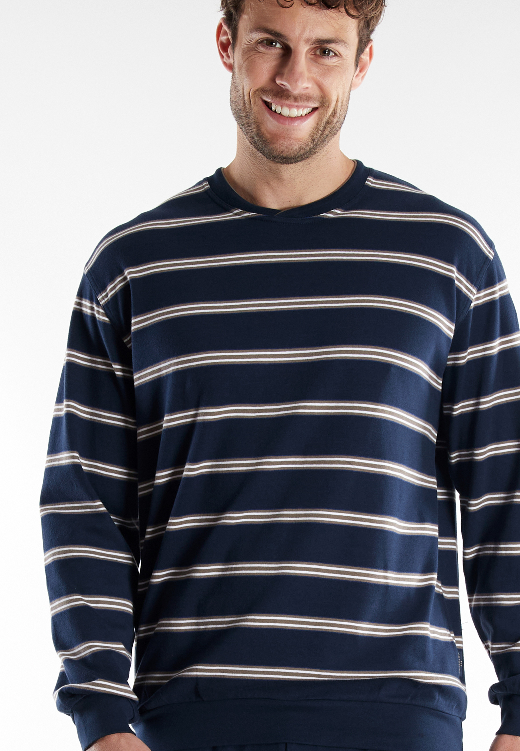 GÖTZBURG Herren Pyjama blau quergestreift