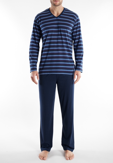 GÖTZBURG Herren Pyjama blau quergestreift