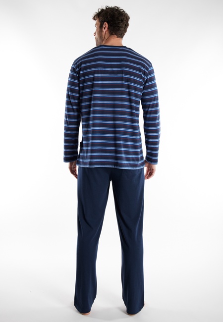 GÖTZBURG Herren Pyjama blau quergestreift