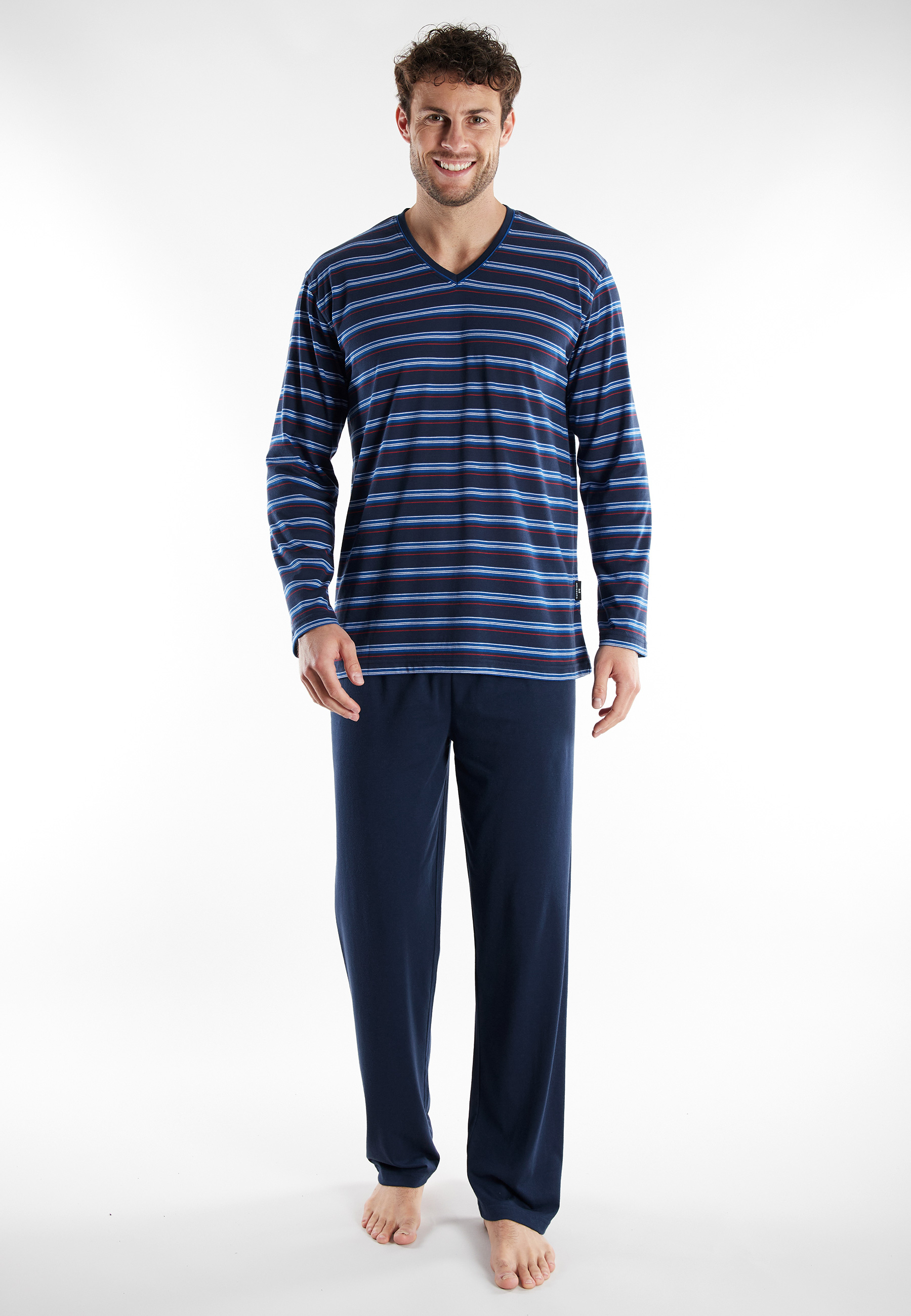 GÖTZBURG Herren Pyjama blau quergestreift
