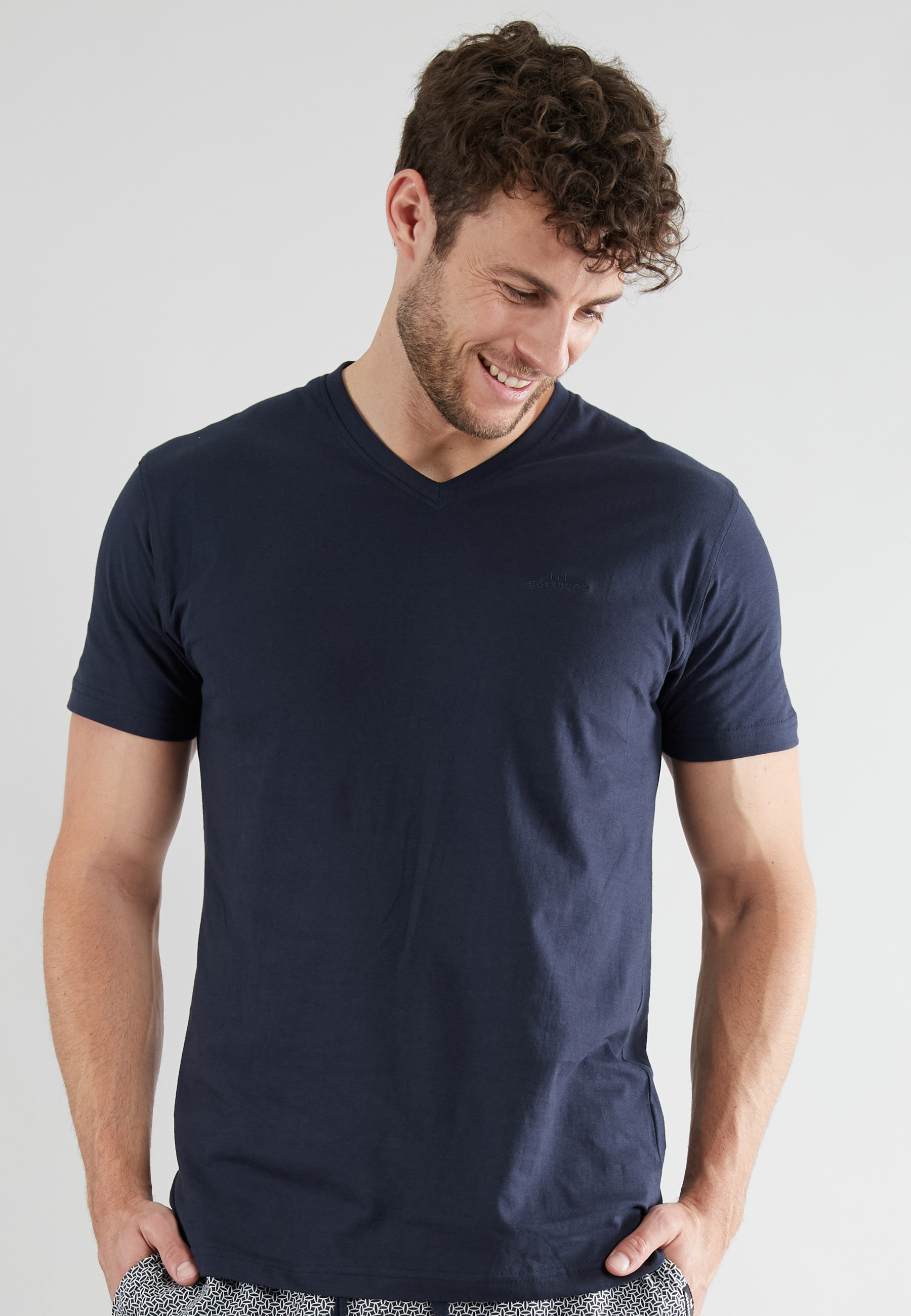 Herren T-Shirt blau uni 1er Pack