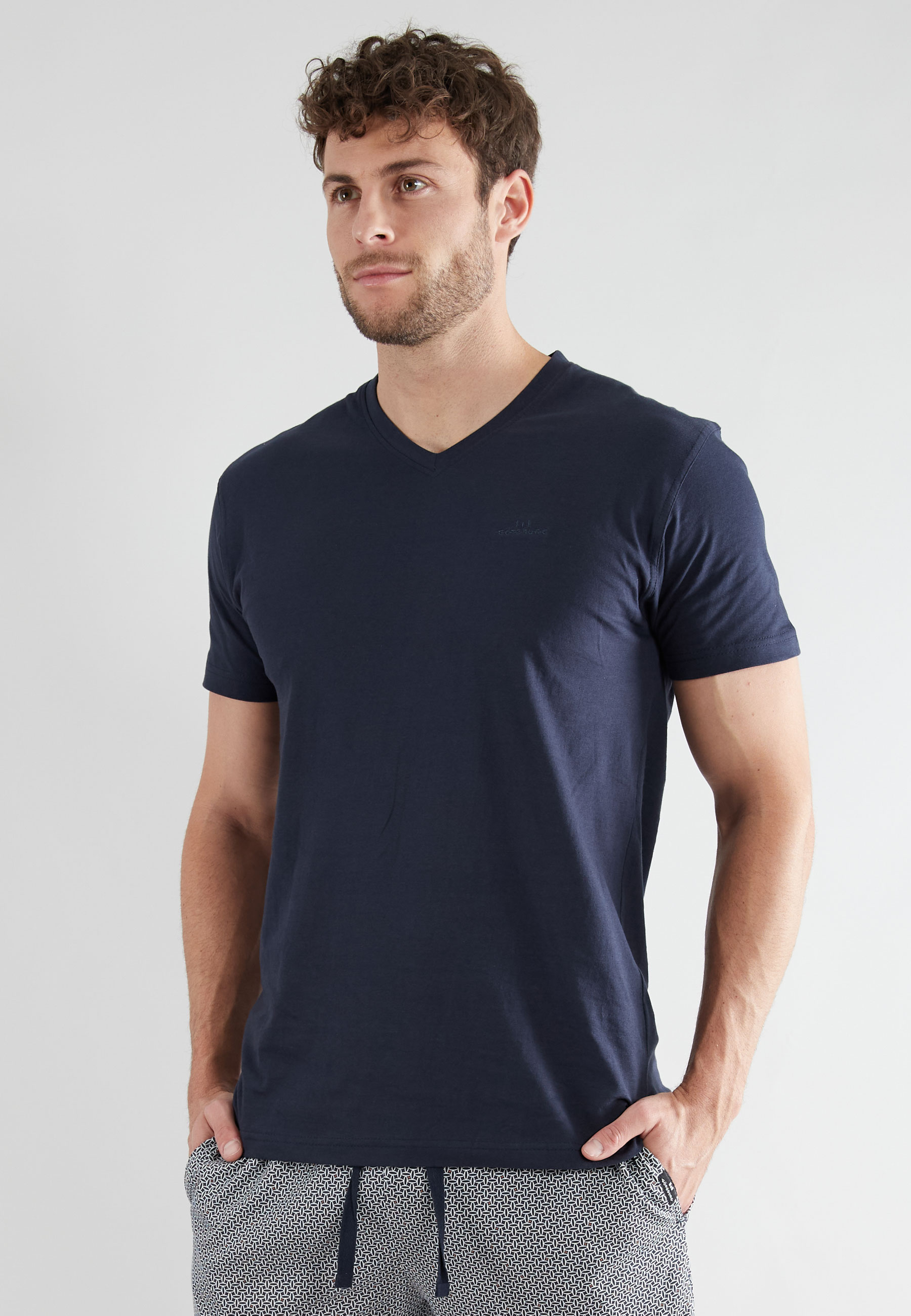 Herren T-Shirt blau uni 1er Pack