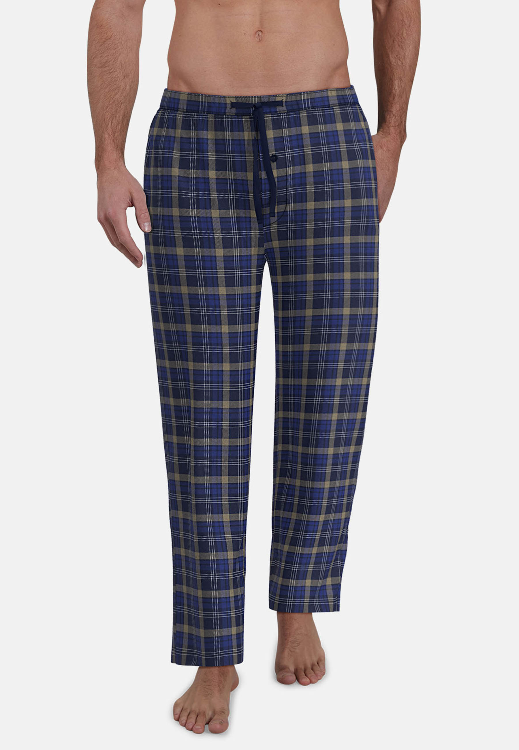 GÖTZBURG Herren Lange-Hose blau kariert