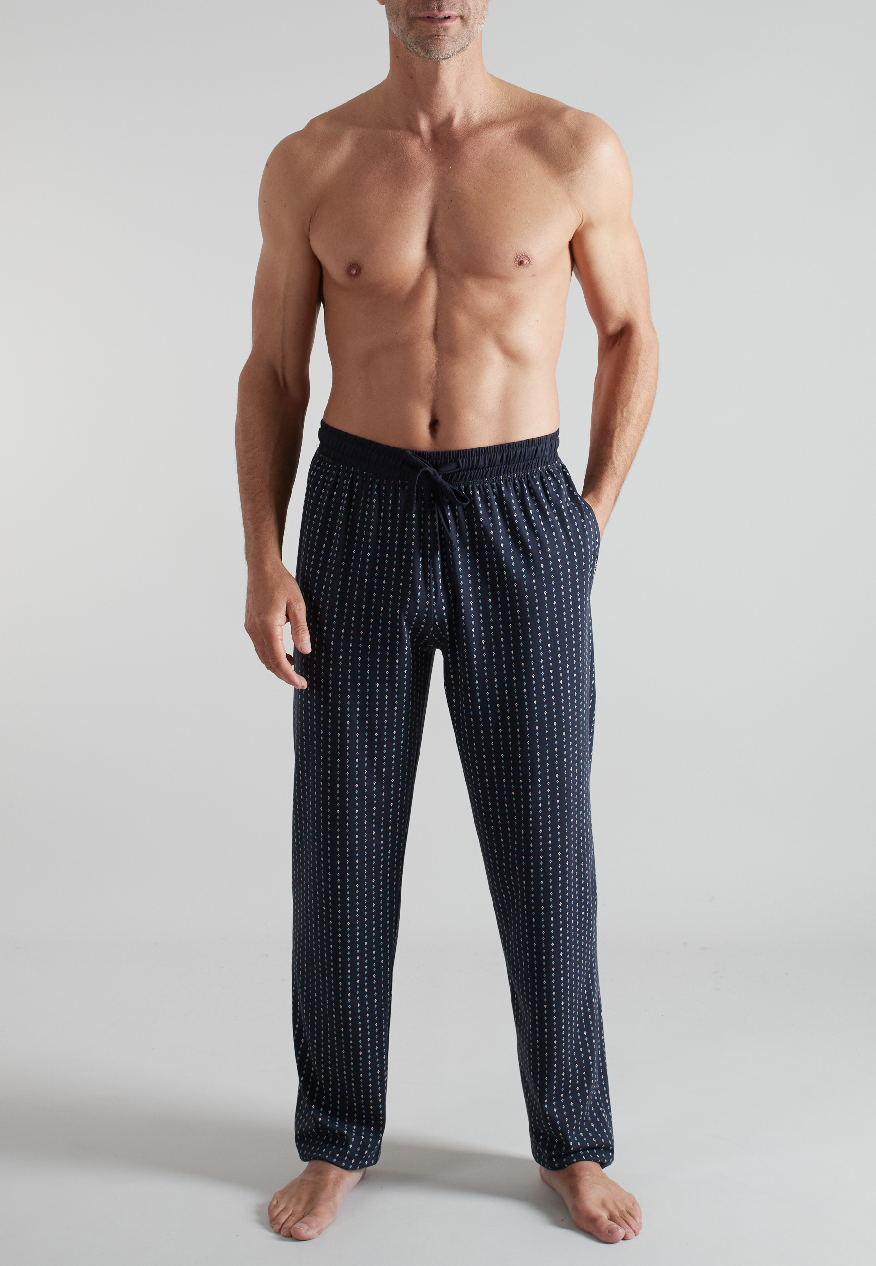 GÖTZBURG Herren Lange-Hose blau bedruckt