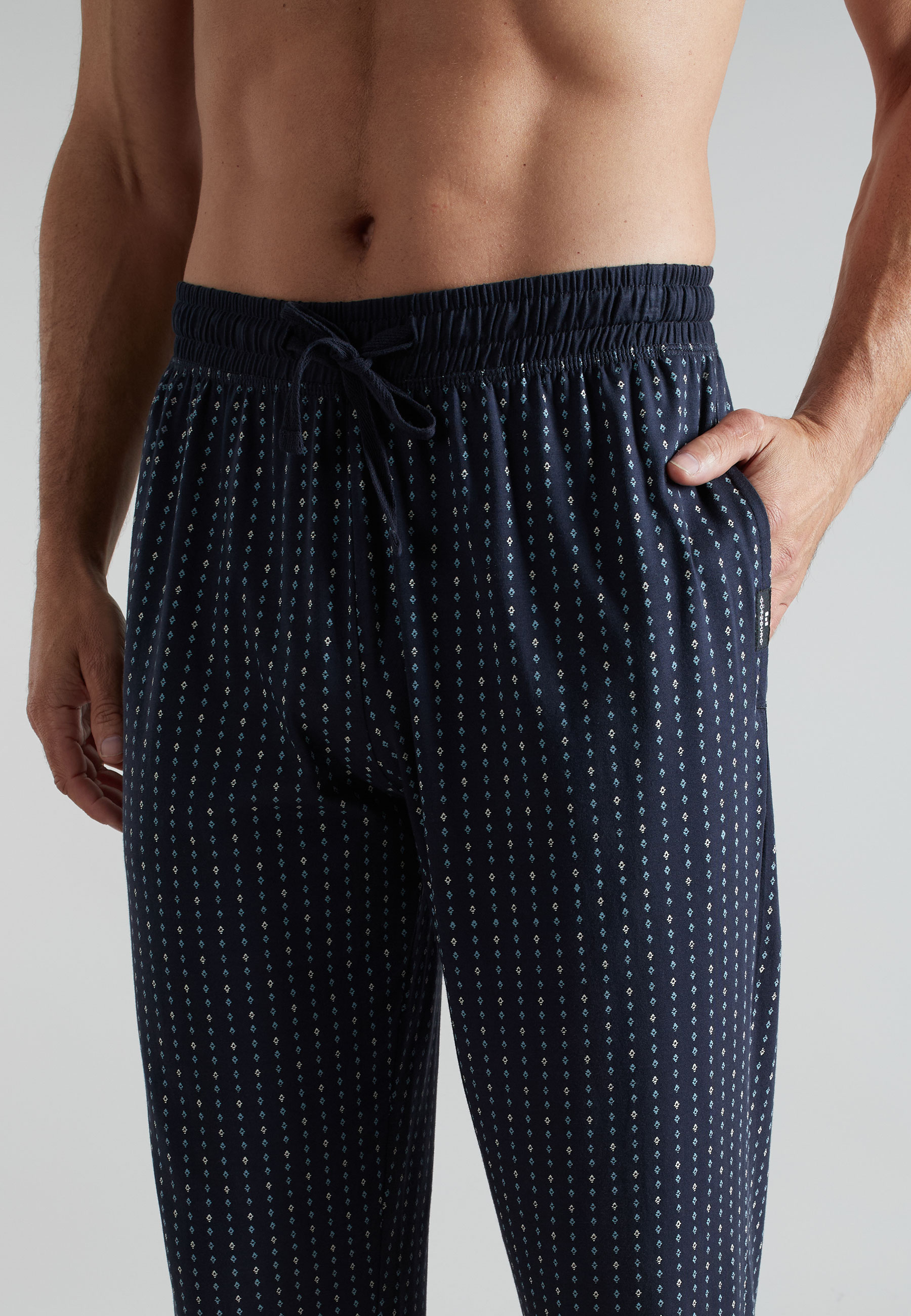 GÖTZBURG Herren Lange-Hose blau bedruckt