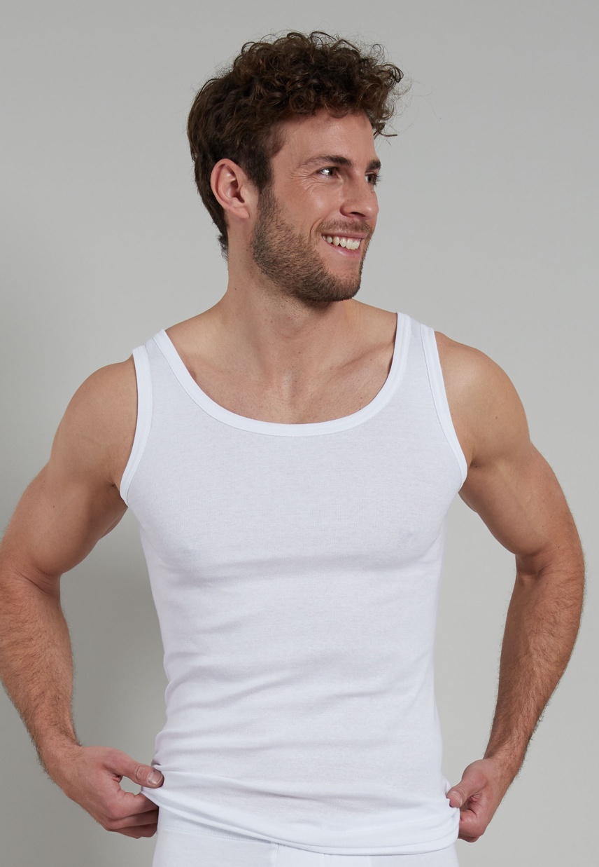 Herren Tank-Top weiß uni 1er Pack