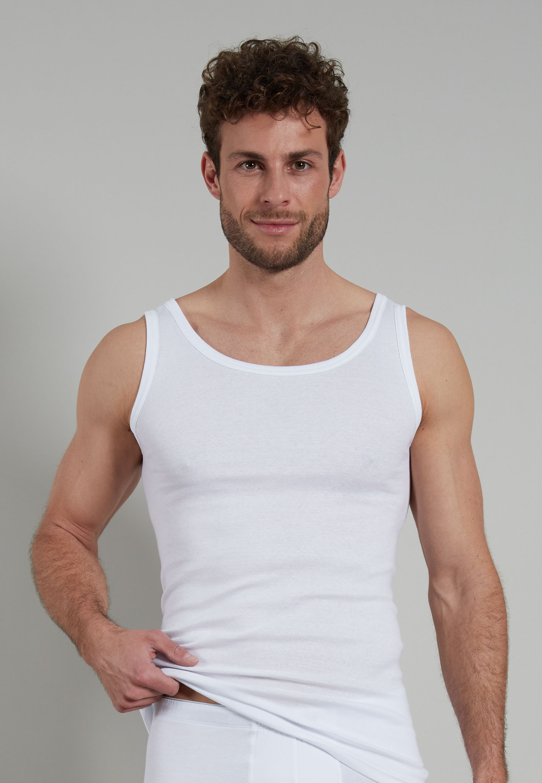Herren Tank-Top weiß uni 2er Pack