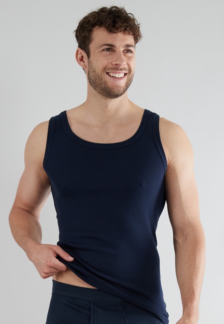 GÖTZBURG Herren Unterhemd blau uni 2er Pack