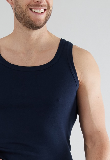 GÖTZBURG Herren Unterhemd blau uni 2er Pack